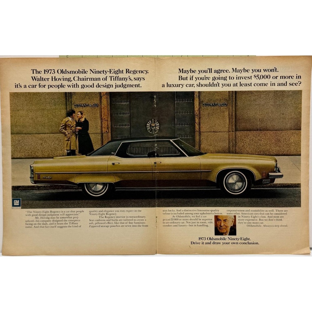 1973 Oldsmobile Ninety Eight Regency Tiffany Walter Hoving‎ Luxury Print Ad 1972